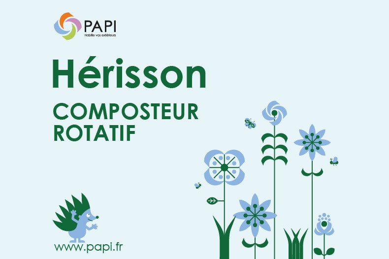 Identité de service pour le composteur rotatif hérisson de PAPI France